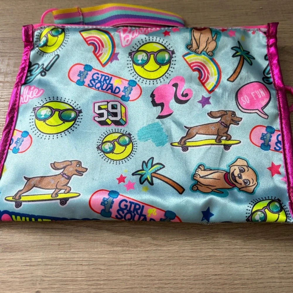 Barbie Girl Squad Zippered Pouch Wristlet Blue Pink Just Play Mattel Accessory